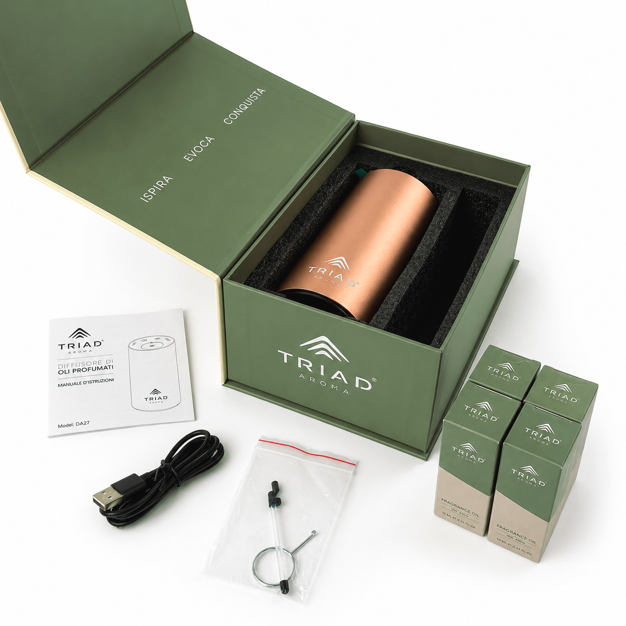 Diffusore MINI Rose Gold + 4 Oli Profumati 20 ml | Indulgence Selection