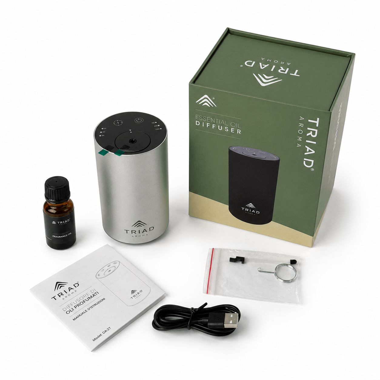 Diffusore MINI Argento + 4 Oli Profumati 20 ml | Indulgence Selection