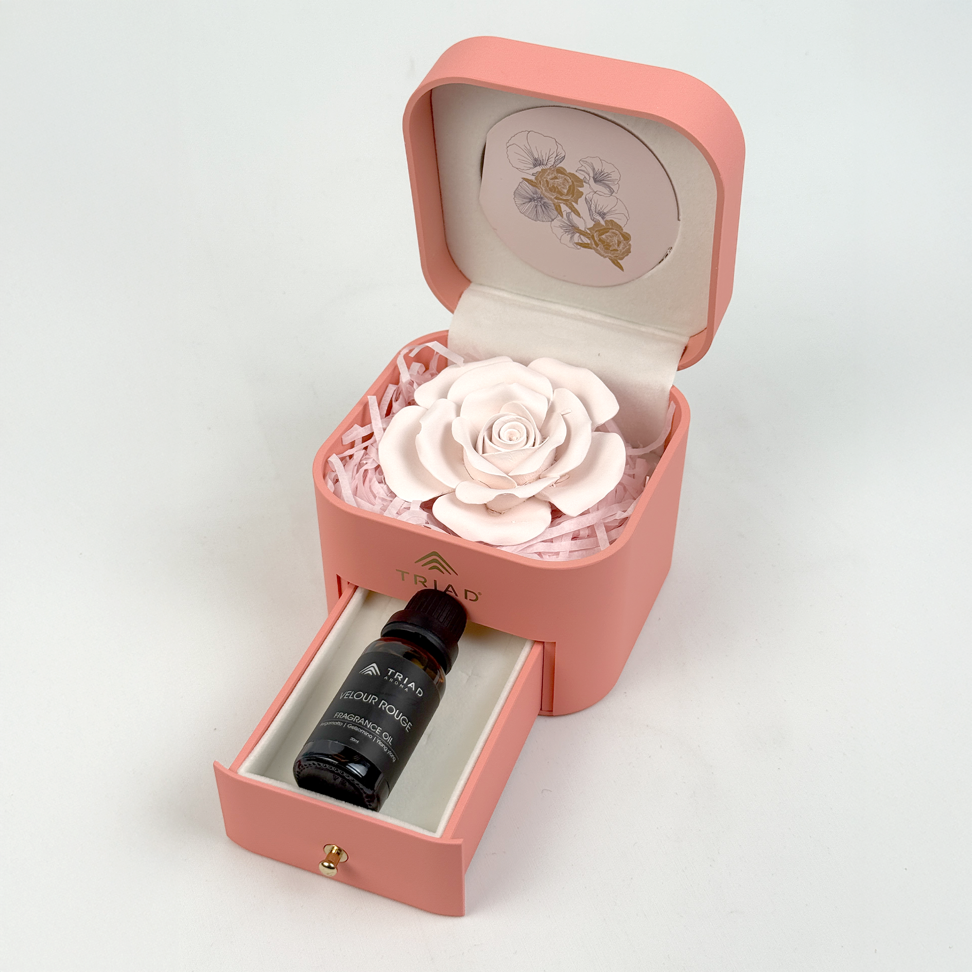 Triad Aroma Fiore Profumato in Scatola Piena Velour Rouge Rosa Idea Regalo