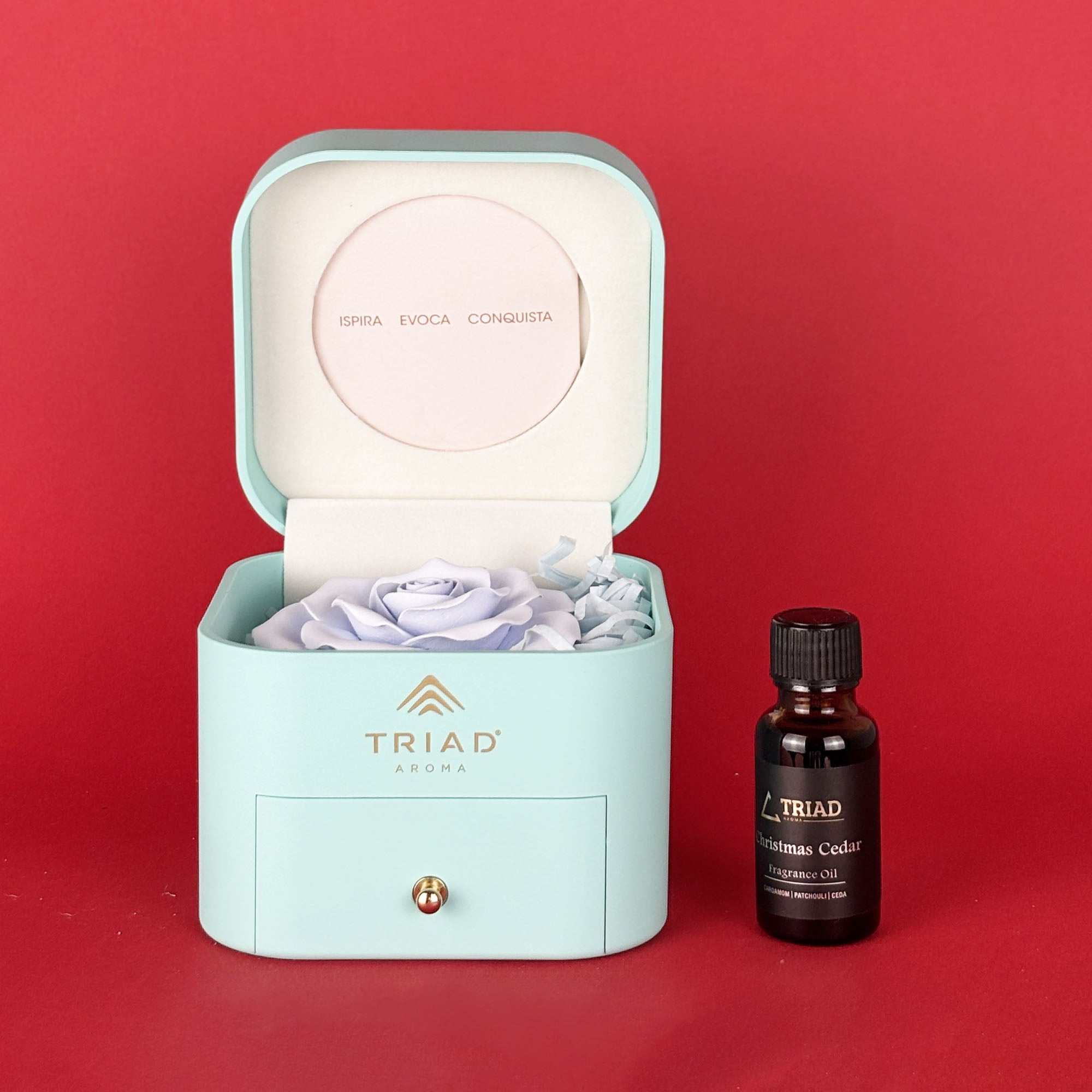 Idea Regalo - Fiore Profumato in Scatola Blu + Olio Profumato 20 ml