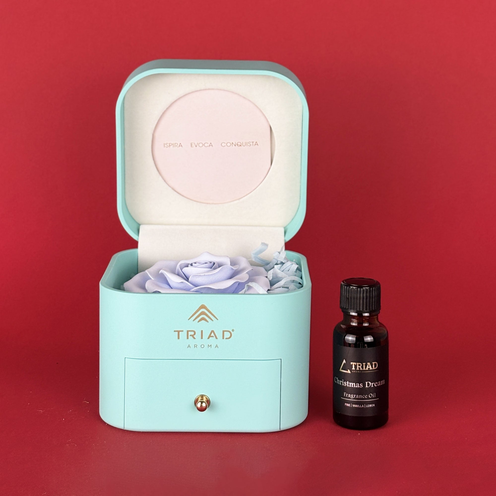 Idea Regalo - Fiore Profumato in Scatola Blu + Olio Profumato 20 ml