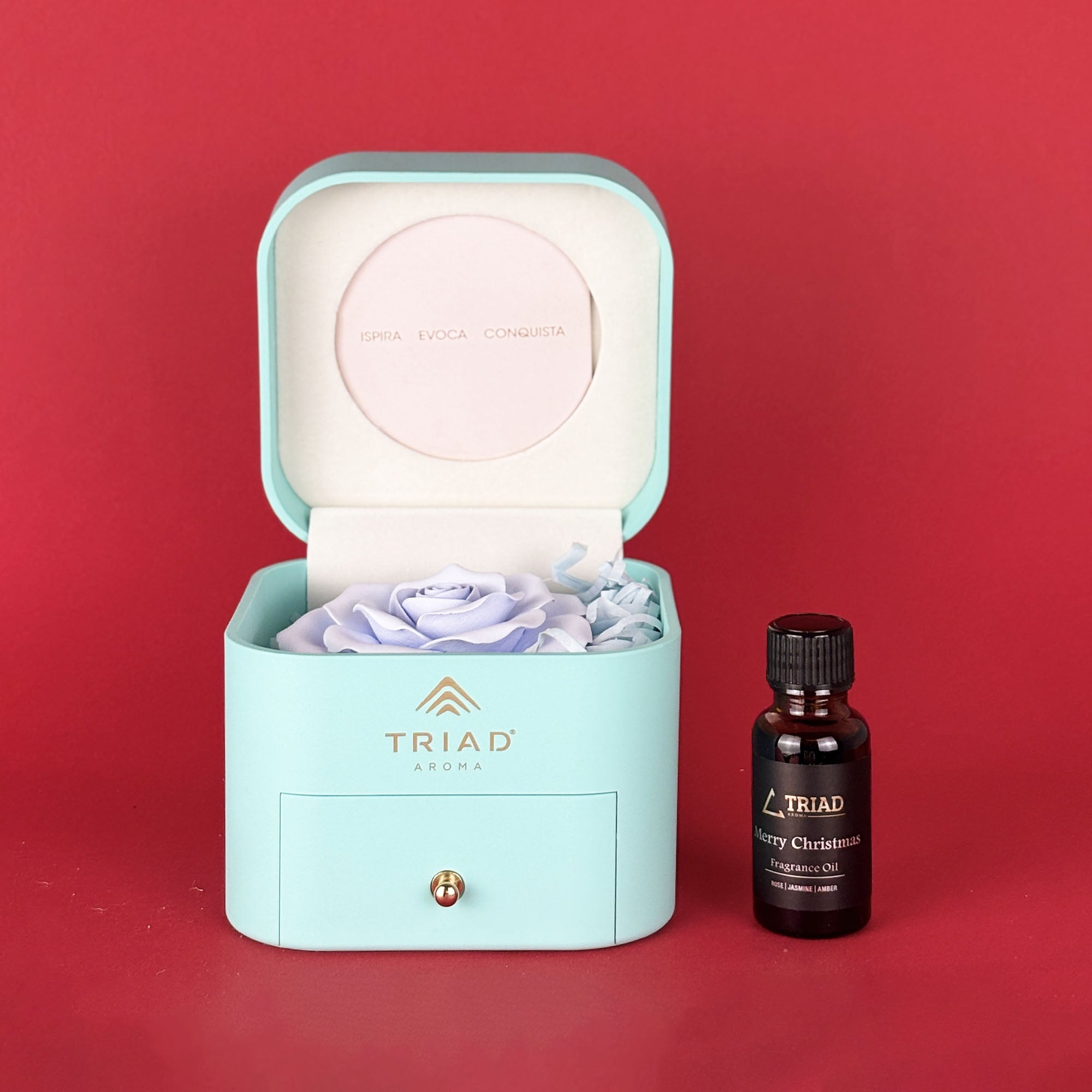 Idea Regalo - Fiore Profumato in Scatola Blu + Olio Profumato 20 ml