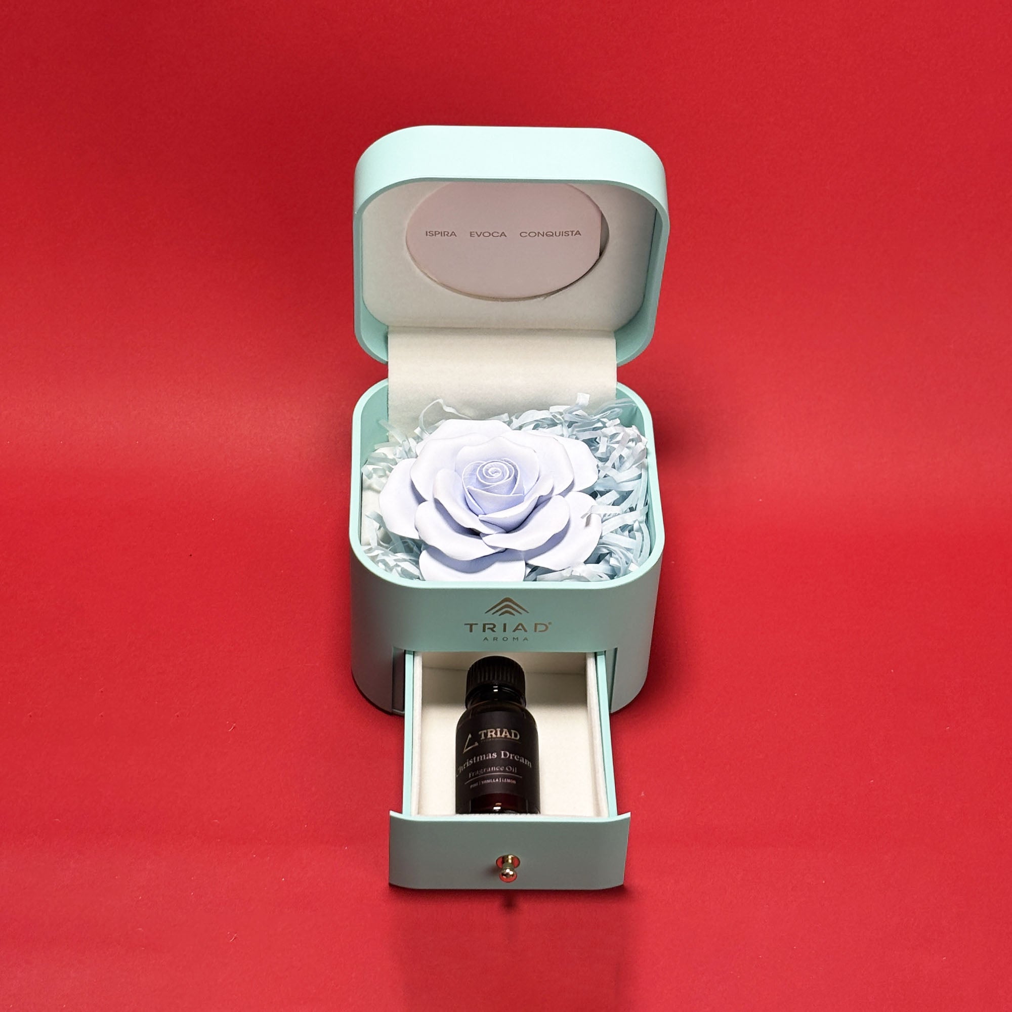 Idea Regalo - Fiore Profumato in Scatola Blu + Olio Profumato 20 ml