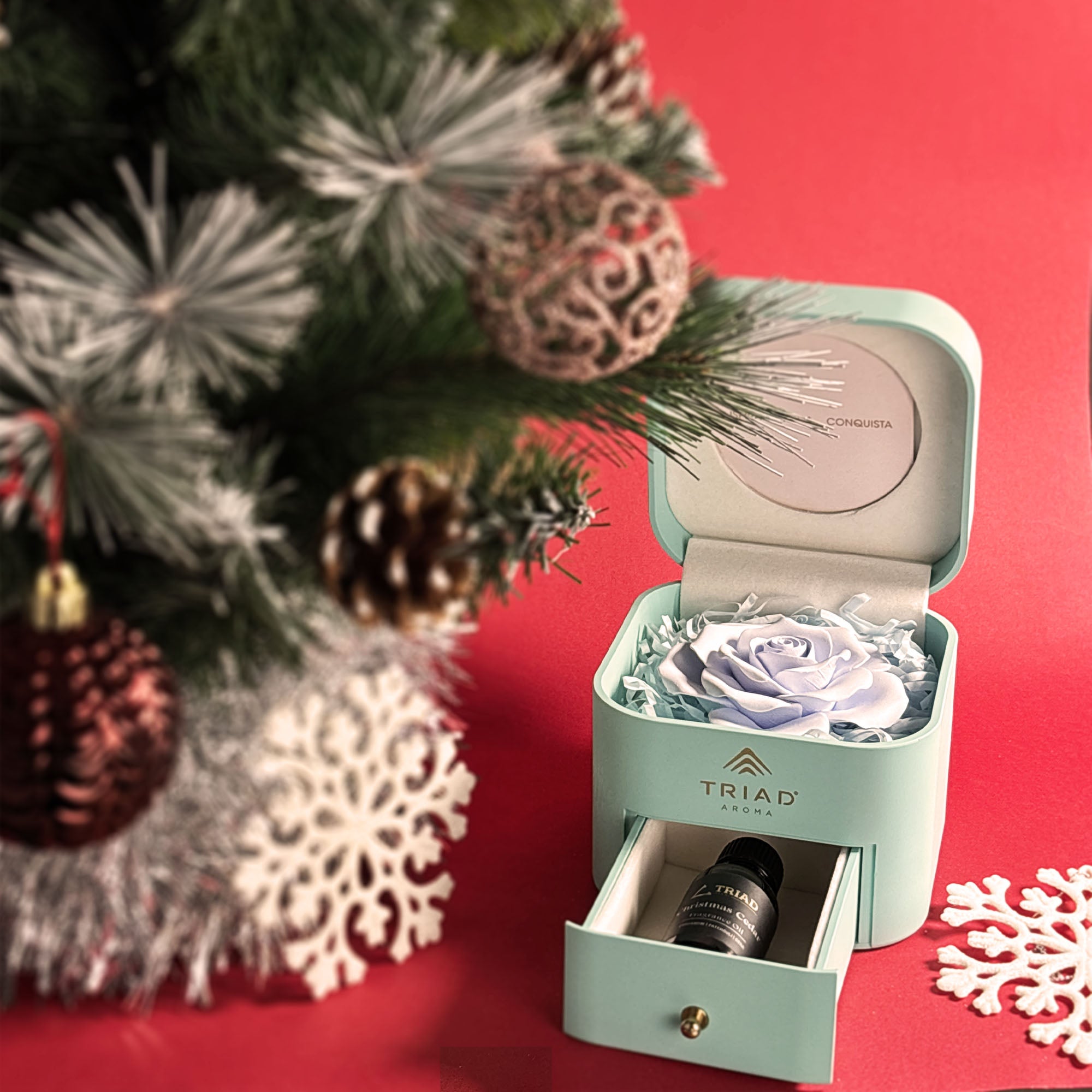 Idea Regalo - Fiore Profumato in Scatola Blu + Olio Profumato 20 ml