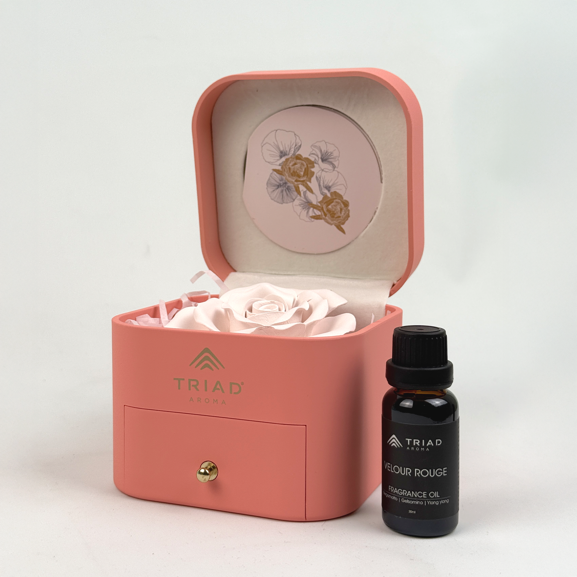 Triad Aroma Fiore Profumato in Scatola Aprire Velour Rouge Rosa Idea Regalo 1