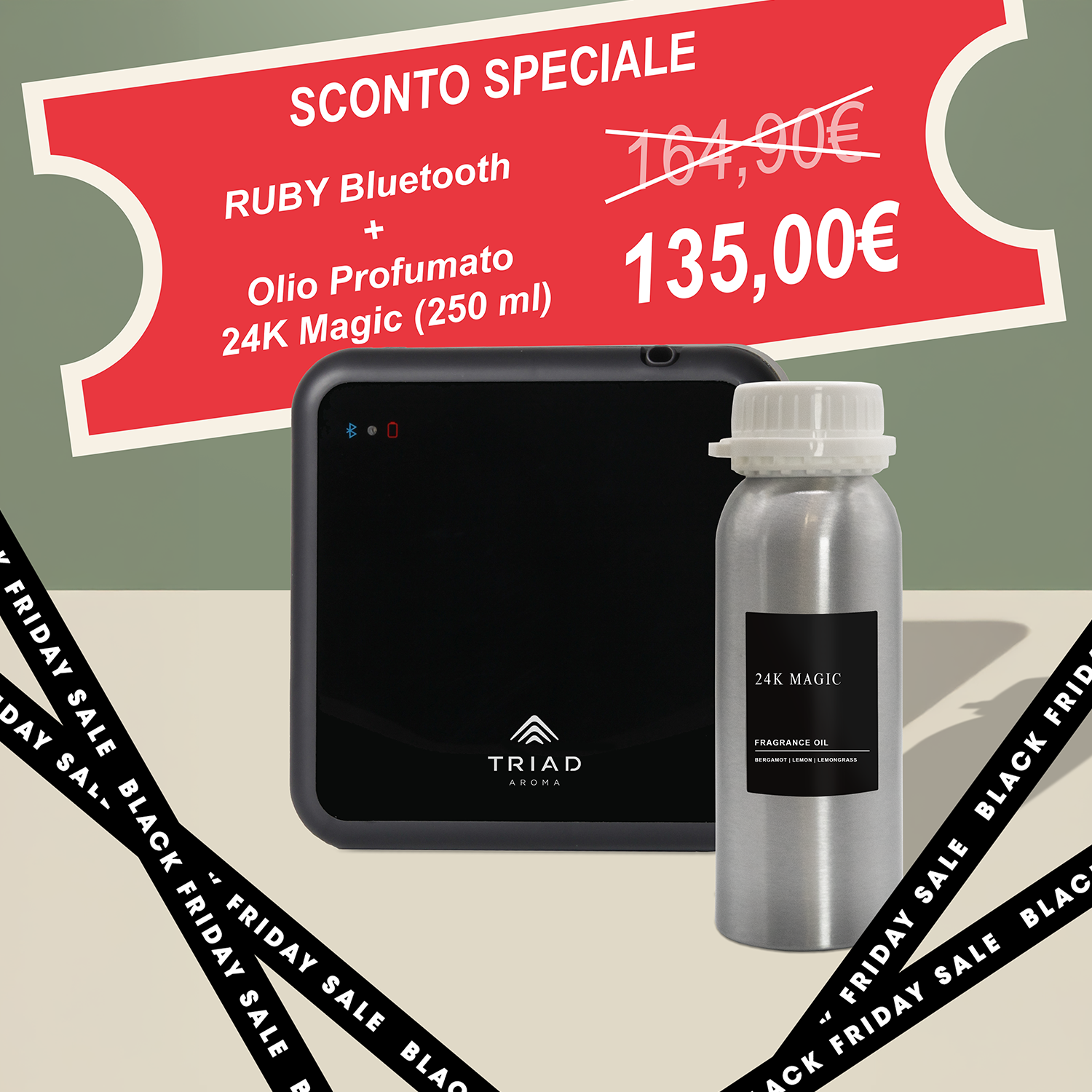 COMBO BLACK FRIDAY (RUBY Bluetooth Nero + Olio Profumato 250 ml)