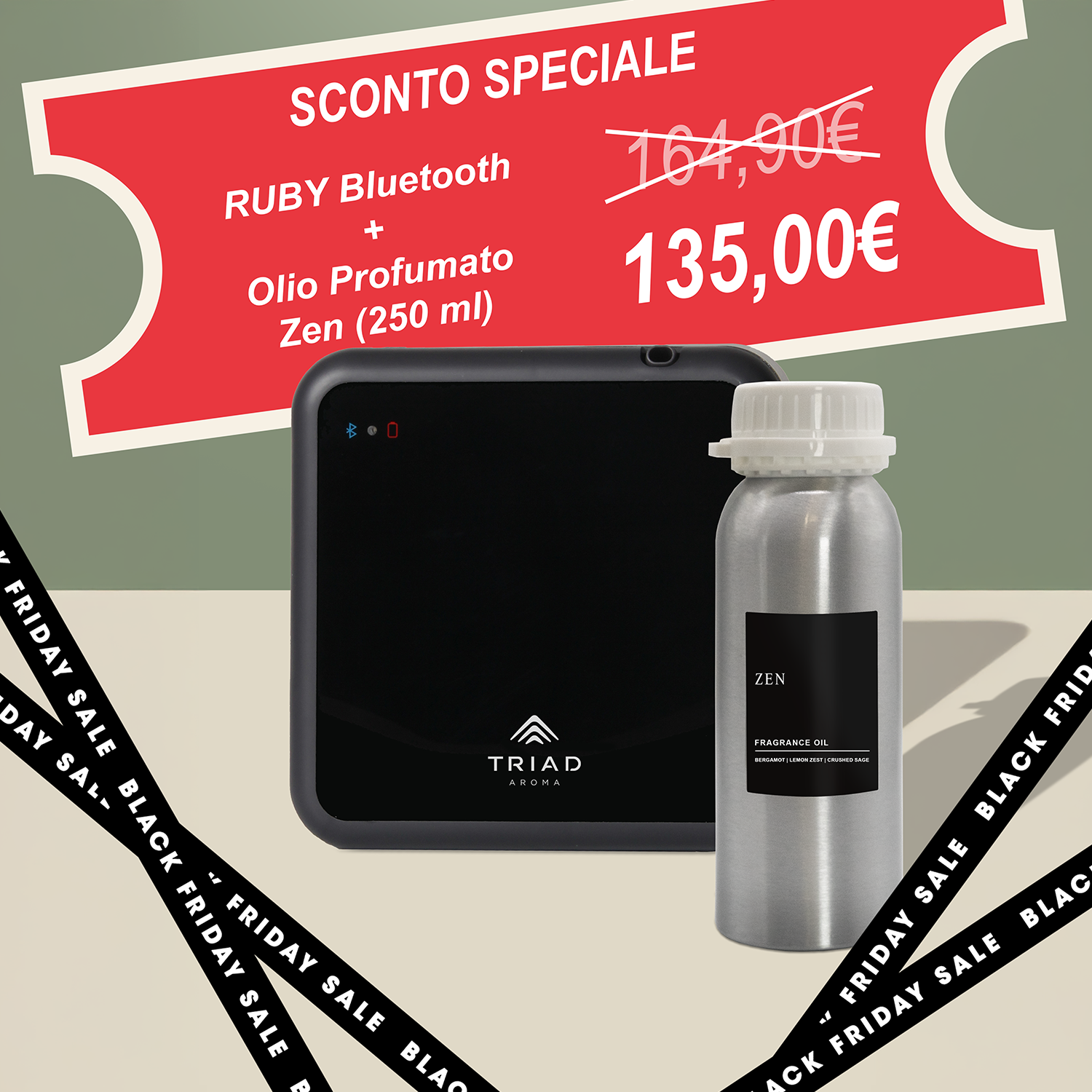 COMBO BLACK FRIDAY (RUBY Bluetooth Nero + Olio Profumato 250 ml)