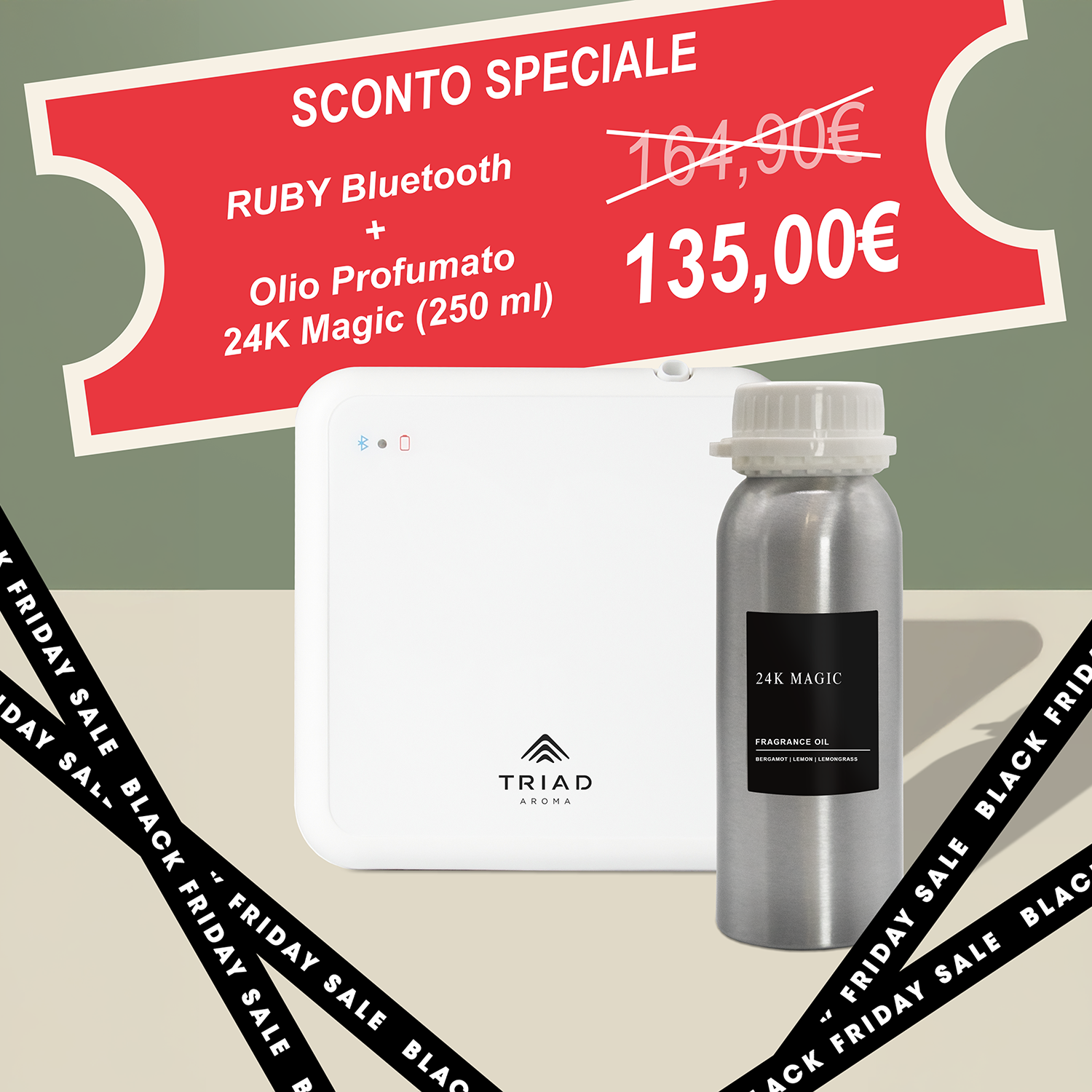COMBO BLACK FRIDAY (RUBY Bluetooth Bianco + Olio Profumato 250 ml)